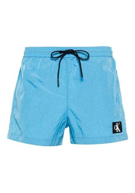Costume Calvin Klein Logo Patch Short Drawstring Turchese Uomo CALVIN KLEIN SWIMWEAR | Costumi | KM0KM00979-CGY